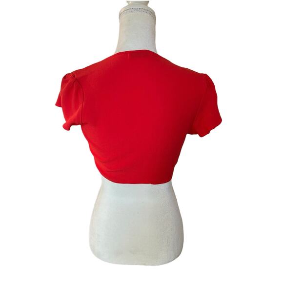 Flynn Skye That's a Wrap Crop Top Flutter Sleeve Coral Size Small Summer Beach - Picture 6 of 10